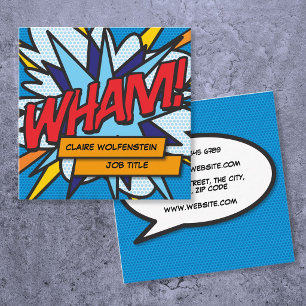 WHAM Fun Retro Comic Book Quadratische Visitenkarte