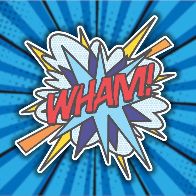 WHAM Fun Retro Comic Pop Kunst Aufkleber (WHAM Fun Retro Comic Book Pop Art Sticker)