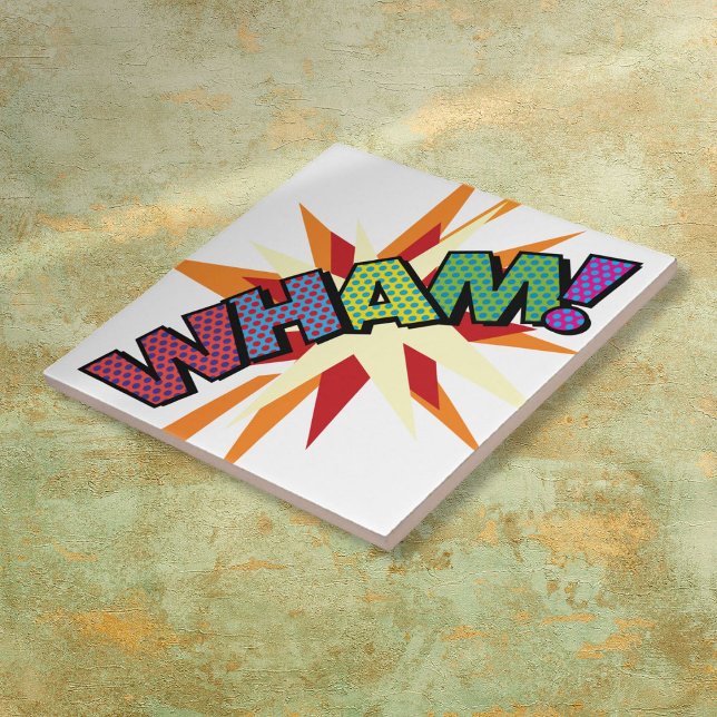 WHAM Fun Retro Comic Pop Kunst Fliese (WHAM Fun Retro Comic Book Pop Art Tile)