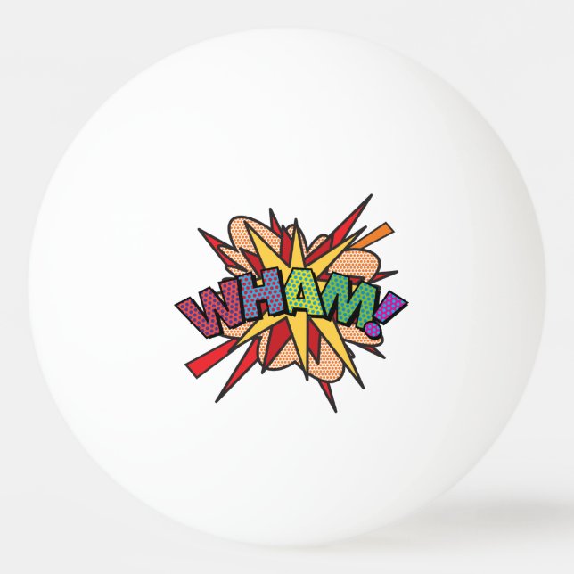 WHAM Funny Modern Cooles Comic Book Tischtennisball (Vorderseite)