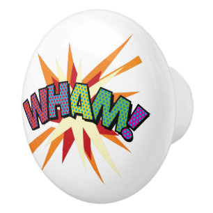 WHAM Lustige Retro-Comic-Book-Pop-Art Keramikknauf