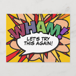 WHAM Verschobener Termin Comic-Book-Pop-Art Postkarte