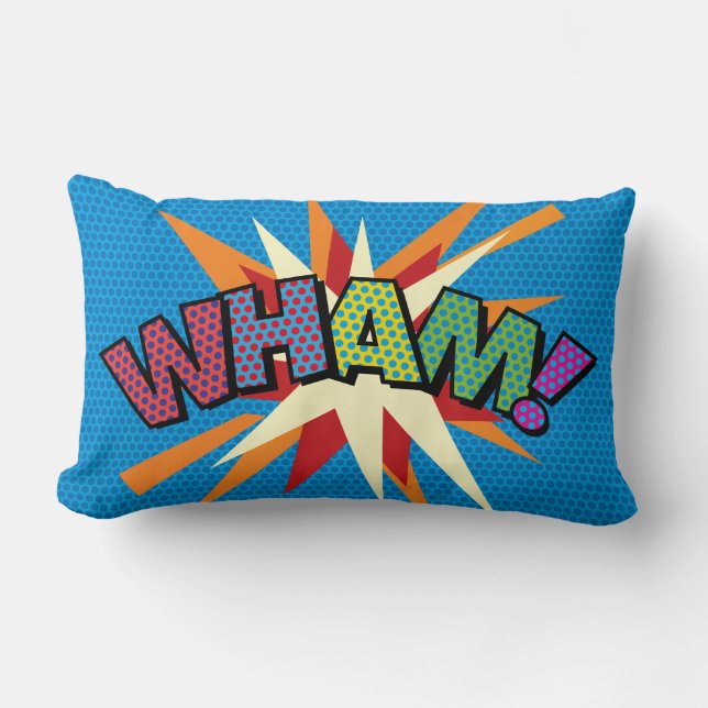 WHAM ZAP Funny Modernes Cooles Comic Pop Kunst Lendenkissen (Vorderseite)