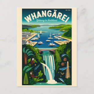 Whangārei Neuseeland Retro-Reiseposter-Kunst Feiertagspostkarte