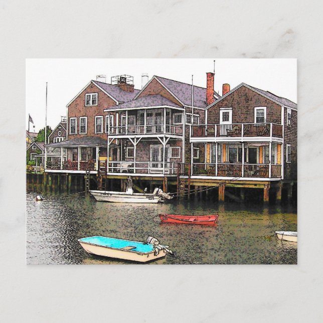 Wharf-Hütten - VINTAGER Blick Postkarte (Vorderseite)