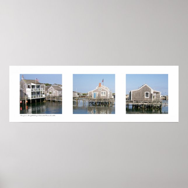 Wharf Scene Nantucket, Massachusetts Triptych Poster (Vorne)