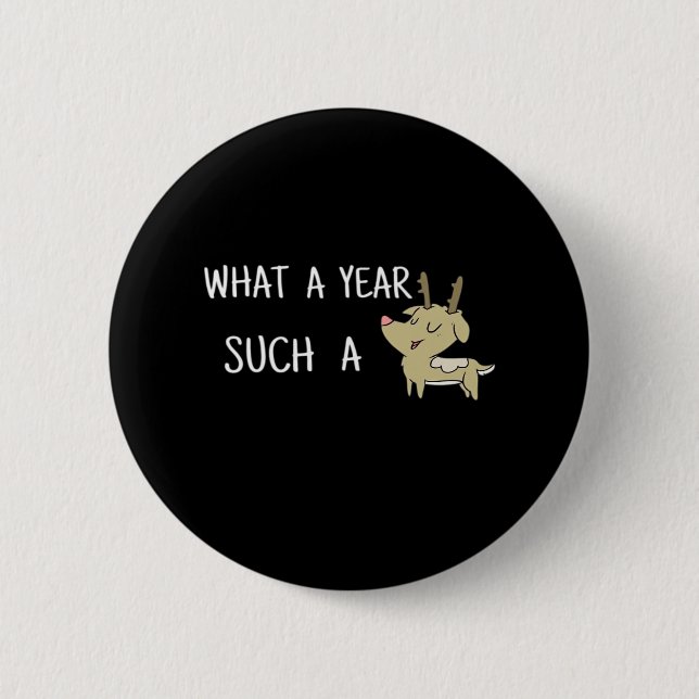 What A Fun Deer Moment Retro Style  Button (Vorderseite)