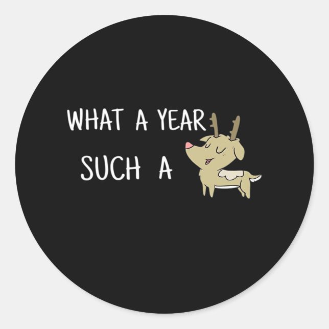 What A Fun Deer Moment Retro Style  Runder Aufkleber (Vorderseite)