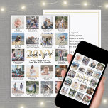 What a Year 18 Photo Collage & Captions Gold White Feiertagskarte<br><div class="desc">What a year to remember! Send stylish joyful greetings and share 18 of your favorite pictures with a custom 5x7 photo collage holiday card. (IMAGE PLACEMENT TIP: An easy way to center a photo exactly how you want is to crop it before uploading to the Zazzle website.) Text on this...</div>