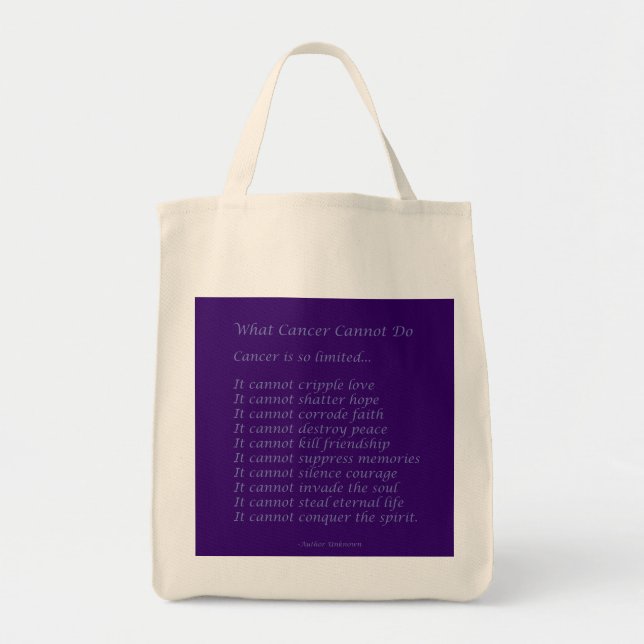 What Cancer Cannot Do Poem Tote Bag Tragetasche (Vorne)