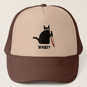 What cat murder with knife horror cat halloween truckerkappe
