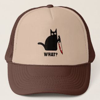 What cat murder with knife horror cat halloween truckerkappe