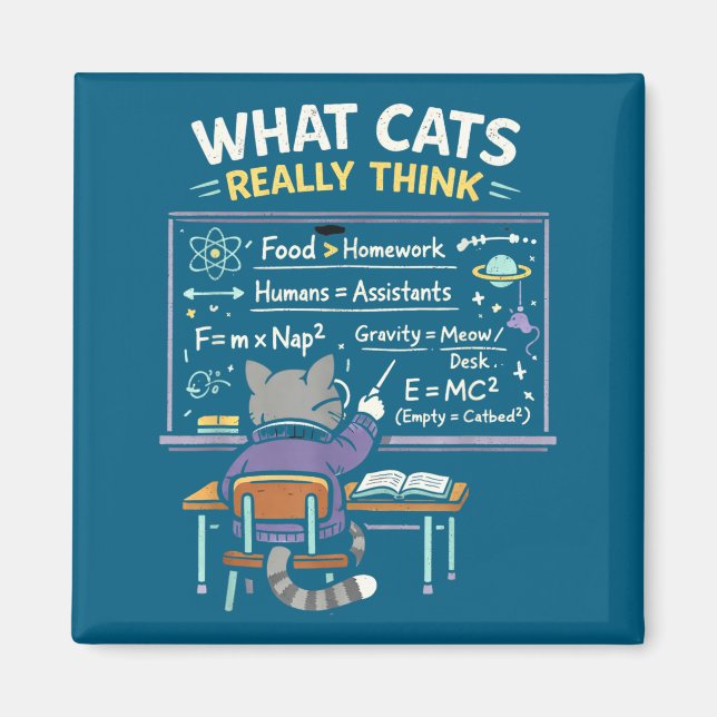 What Cats Really Think Physics Graphic Art Magnet (Vorne)
