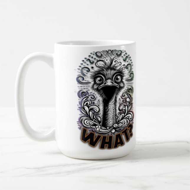 "What? Cute Ostrich" Mug (Gauche)