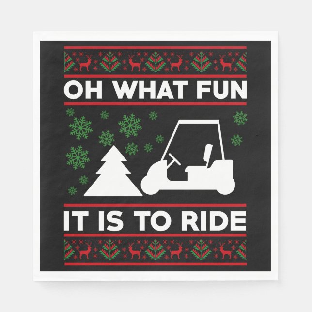 What fun it is to ride golf cart christmas serviette (Vorderseite)