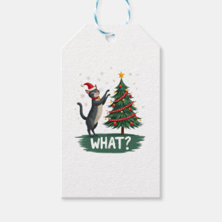 What Funny Cat Pushing Christmas Tree Over Cat Xma Geschenkanhänger