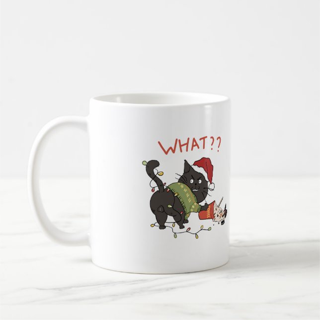 "WHAT??" Grumpy Cat Christmas Coffee Kaffeetasse (Links)