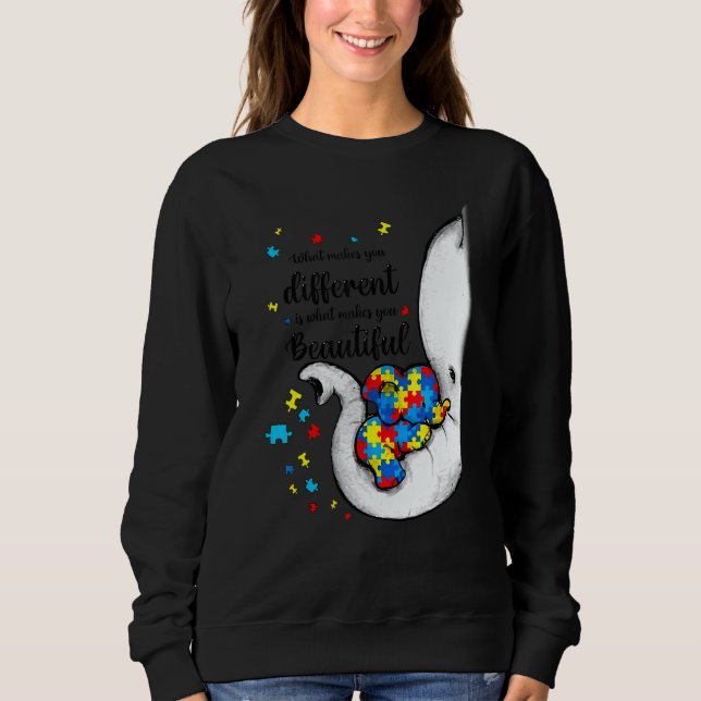 What Makes You Different Elephant Mom Autism Child Sweatshirt (Vorderseite)