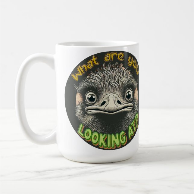 What Ostrich Funny Face Mug Kaffeetasse (Links)