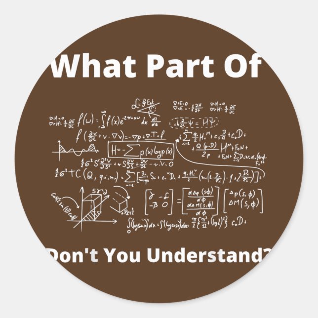 What Part Of Don't You Understand Funny Math Runder Aufkleber (Vorderseite)