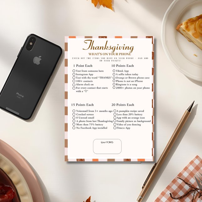 What’s in Your Phone? Retro thanksgiving Game  Einladung (What’s in Your Purse? Retro thanksgiving Game Invitation)