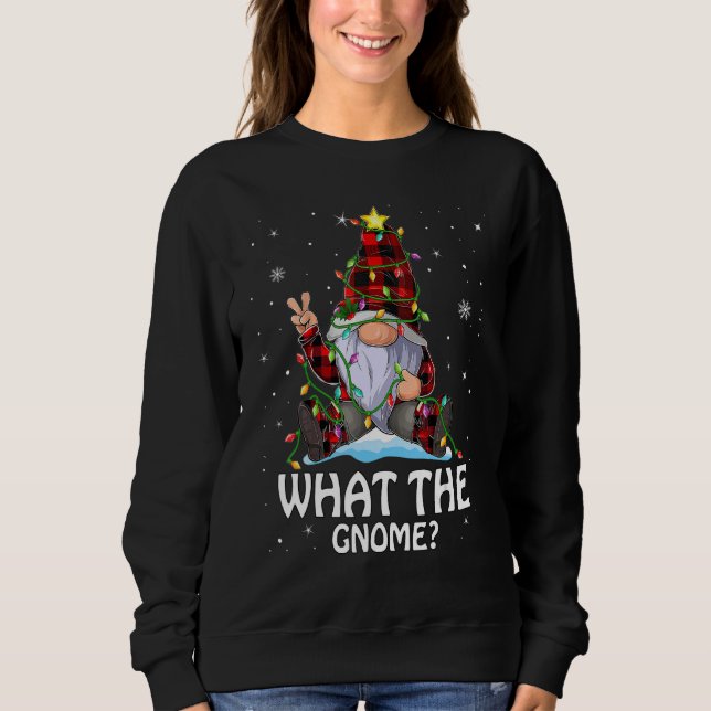 What The Gnome Buffalo Plaid Matching Christmas Tr Sweatshirt (Vorderseite)