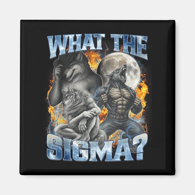 What The Sigma Cool Funny Alpha Wolf Werewolf Boot Magnet (Vorne)