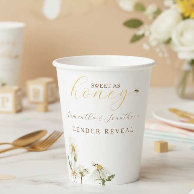 What Will Baby Be Gender Reveal Paper Cup Pappbecher (Sweet As Honey Gender Reveal Paper Cup)