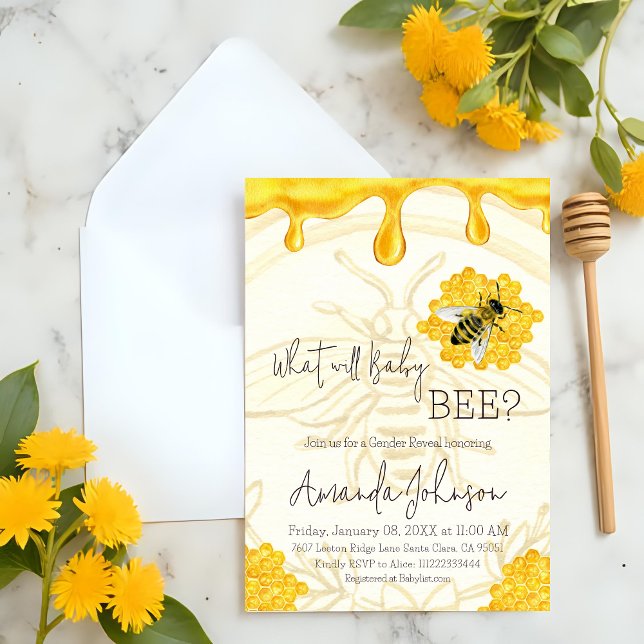 What Will Baby Bee Rustic Honeycomb Gender Reveal Einladung (Von Creator hochgeladen)