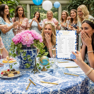What Would She Choose? Blue Bridal Shower game Einladung