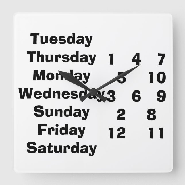 WHATEVER AND WHENEVER CLOCK FOR RETIREE/OTHERS QUADRATISCHE WANDUHR (Vorderseite)