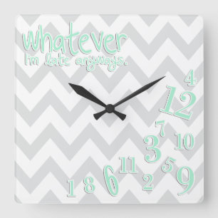 Whatever - Cool Mint Quadratische Wanduhr