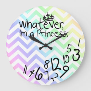 Whatever, I'm a Princess - rainbow chevron pattern Große Wanduhr
