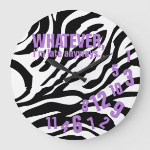 whatever, I'm late anyways - black zebra stripes Große Wanduhr
