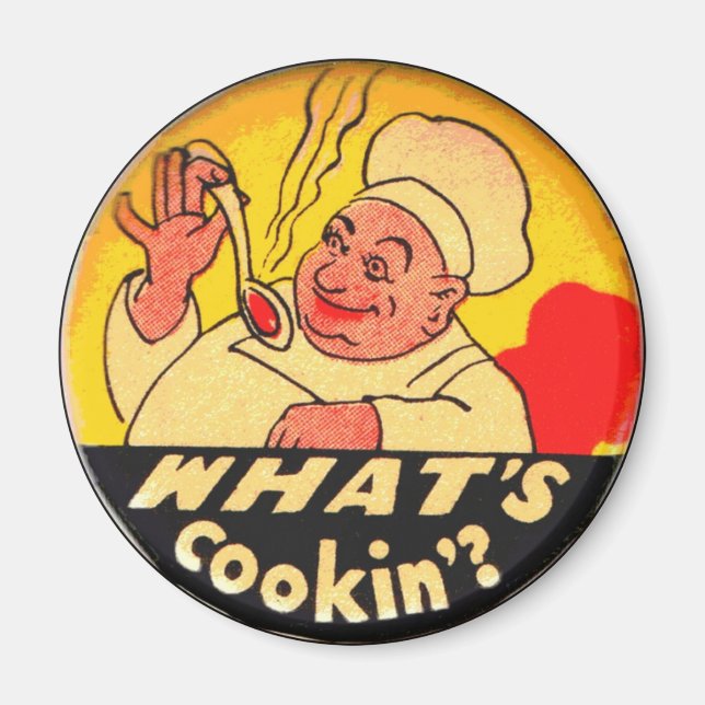 What's Cookin'? yellow and black kitchen Magnet (Vorne)
