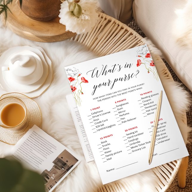What's In Your Purse Floral Bridal Shower Game (Von Creator hochgeladen)