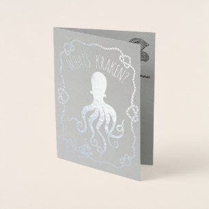 Whats Kraken Funny Nautical Pun VERMISST Folienkarte