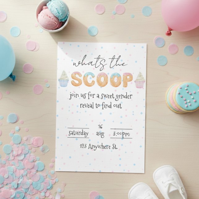 Whats the scoop? Gender reveal invitation (Créateur téléchargé)