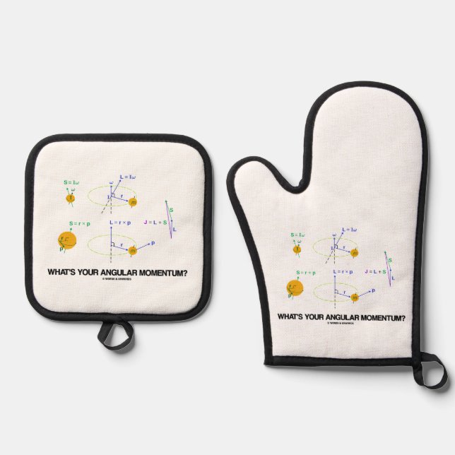 What's Your Angular Momentum? Physics Diagrams Ofenhandschuh & Topflappen-Set (Vorderseite)