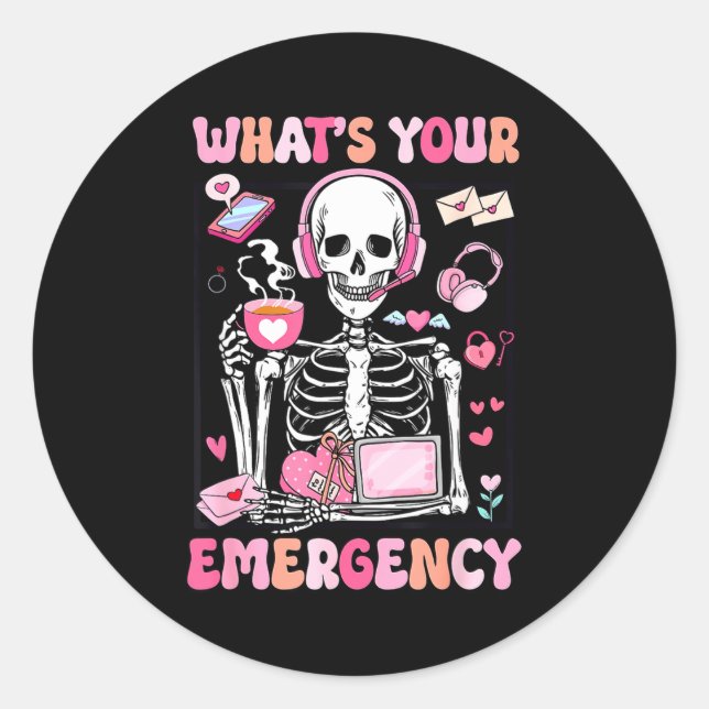 What's Your Emergency Valentines Day 911 Dispatche Runder Aufkleber (Vorderseite)