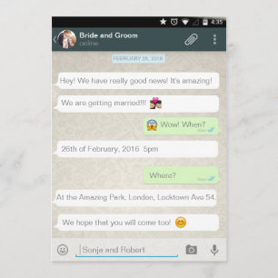 Whatsapp androide iPhone Chat-Hochzeits-Einladung Einladung