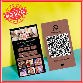WhatsApp Nail Salon Terracotta Social Media QR Visitenkarte