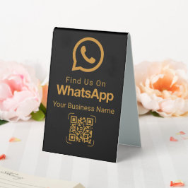 WhatsApp QR Code Business Contact Black Gold Tischaufsteller