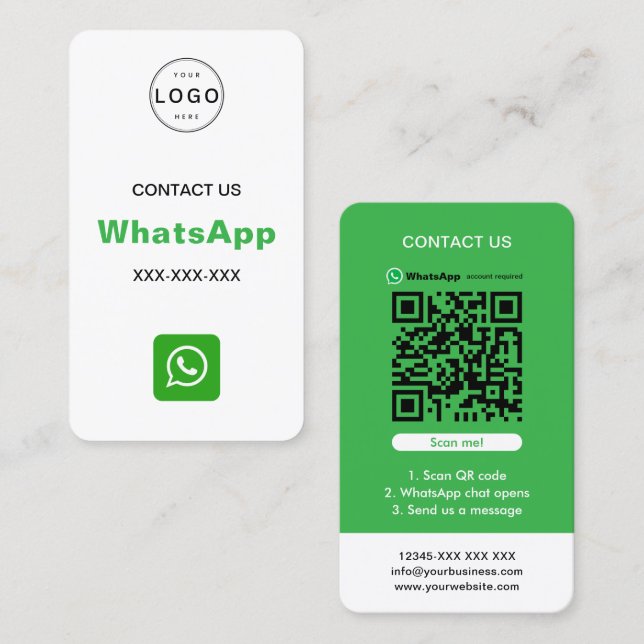 WhatsApp QR-Code Einfaches Minimalistisches Logo Visitenkarte (Vorne/Hinten)