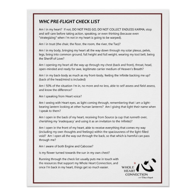 WHC Pre-Flight Checklist Poster (Vorderseite)