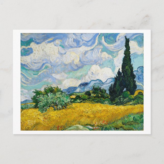 "WHEAT FELD with CYPRESSES" 1889 VON VAN GOGH Postkarte (Vorderseite)