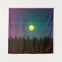 Wheat Field Night Sky und Mond Öl Malerei Sommer