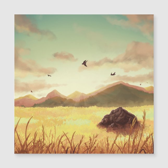 Wheat fields at sunrise magnetkarte (Vorderseite)