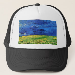 Wheat Fields Under Clouded Sky Van Gogh Truckerkappe
