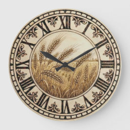 Wheat Wall Clock | Farmhouse Decor Große Wanduhr